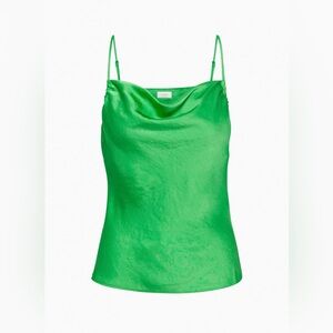Aritzia Wilfred Allusion Satin Camisole - Gloss Green Satin Cowl Neck Tank Top